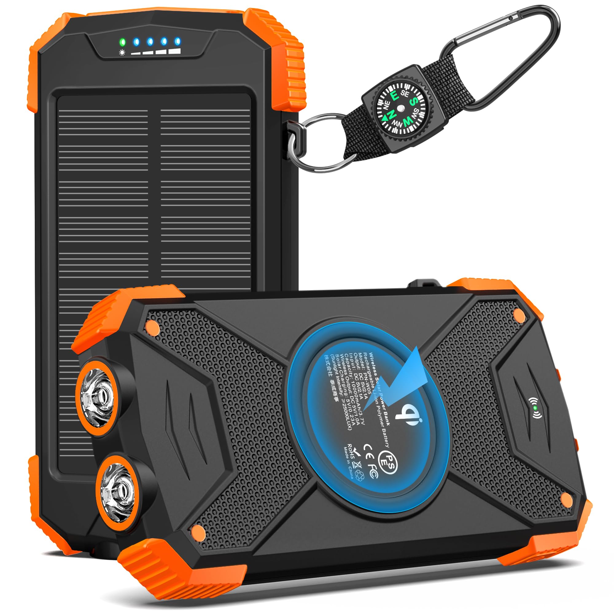 BLAVOR Solar Charger Power Bank 10,000mAh, Portable Wireless