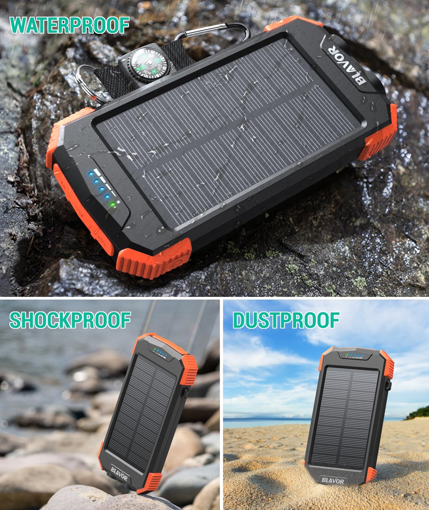 Blavor mini Solar Power Bank PN-W05(10,000mAh, 20W, Wireless Charger)