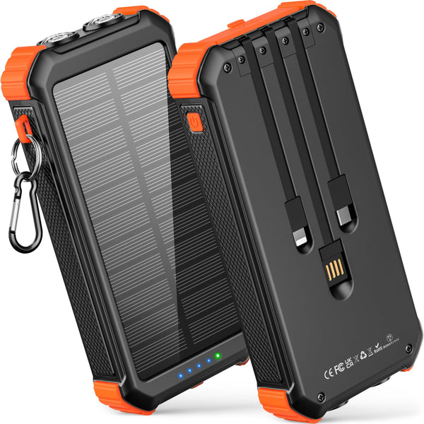 LATIMERIA Large Capacity Solar Power Bank M40000(45,800mAh, 15W, in-Cable, Flashlights)