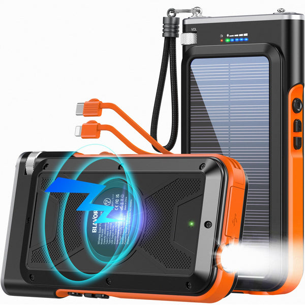 BLAVOR Solar Power Bank PN-W26(20,000mAh, 10W, Wireless Charger, Radio)