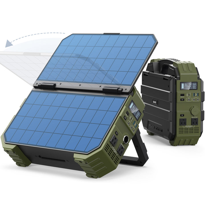 BLAVOR Portable Power Station 1600W (Peak 3200W), Built-in Solar Panel, 1024Wh LiFePO4 Battery, 100W USB-C Fast Charge, Solar Generator for Home