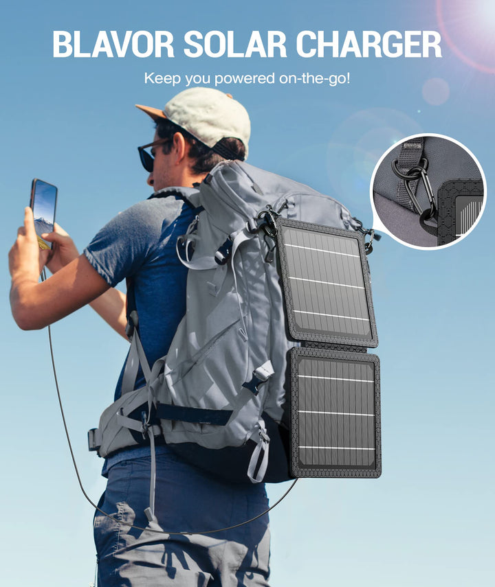 10w solar power backpack usb charging laptop BLAVOR 10W Portable Solar Charger(5V/2A Max), Small Foldable Solar Panel with USB-C USB-A Outputs Compatible with Cell Phone Tablet, IPX4 Waterproof for Camping, Hiking, Backpacking