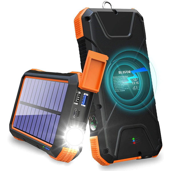 BLAVOR Solar Power Bank PN-W12(20,000mAh, 18W, Wireless Charger)