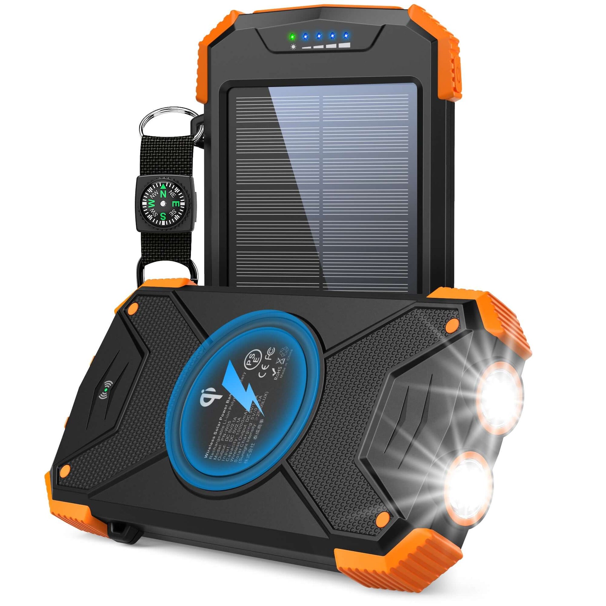 Mini Power Bank Batería Portátil Solar con Cable